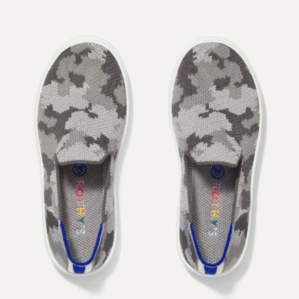 NEW Rothy’s Kids Sneakers Gray Camo Size 10